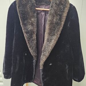 Elegant Black Faux Fur Women's Coat
